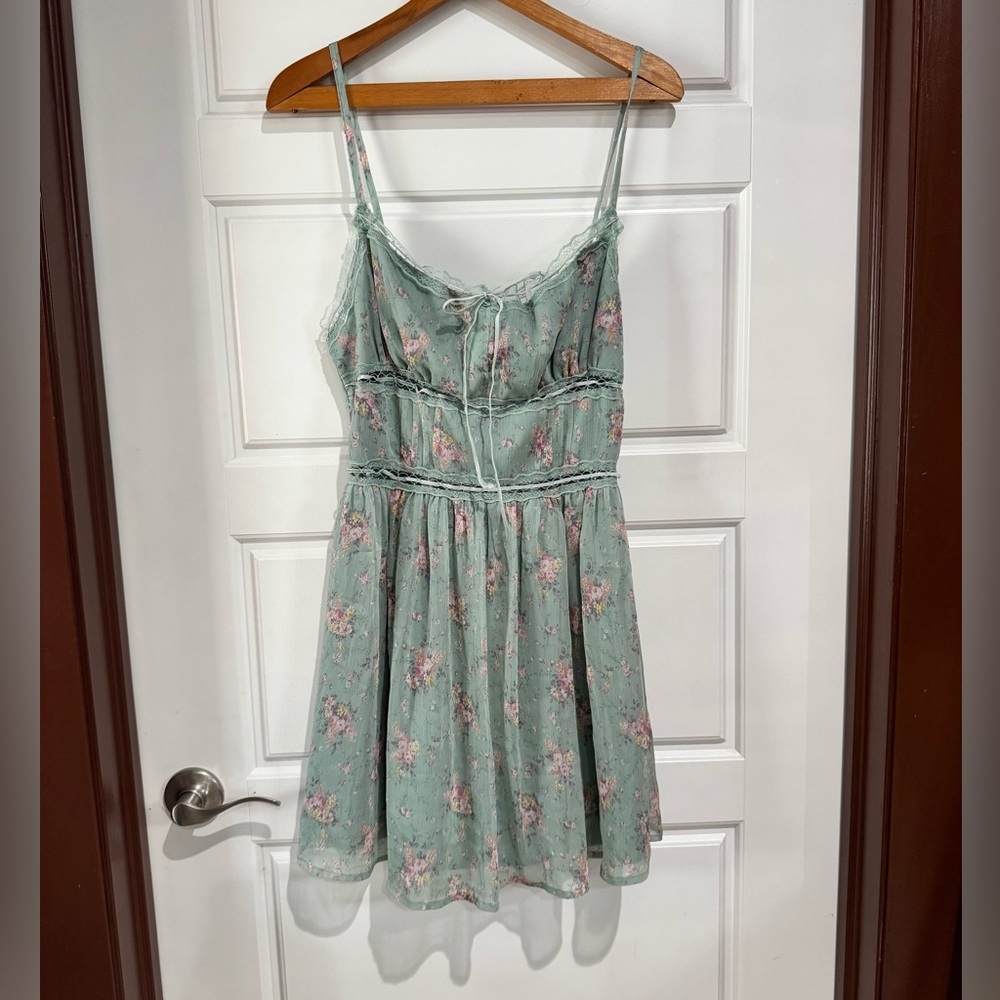 Lulu's Light Blue Floral Lace Chemise - Picture 3 of 7